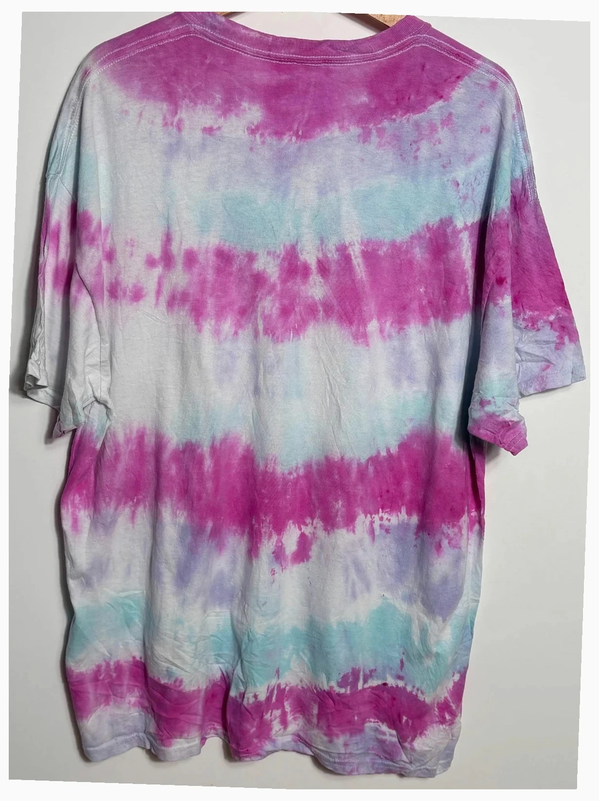 T-shirt Oversized XL Tie Dye Multicolore Rose Bleu Blanc Casual Streetwear – photo 2